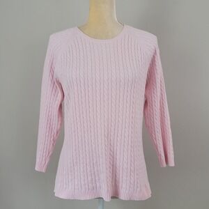 Vintage Y2K GAP Size Large Pink Barbiecore 3/4 Sleeve Knit Pullover Sweater
